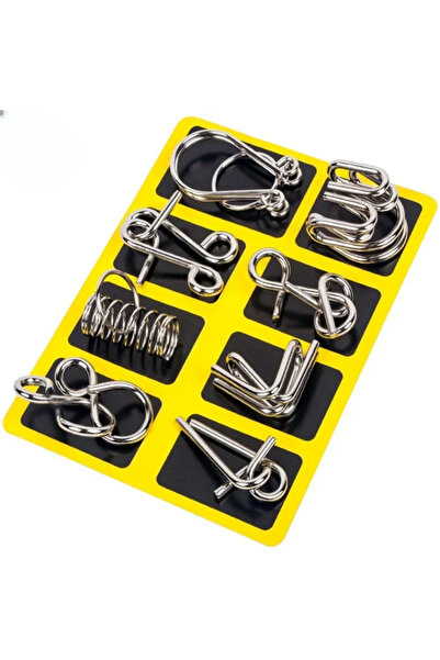 Choice1 مجموعة من 8 قطع من أحجيات مونتيسوري المعدنية باللون الأصفر، ألغاز تفا...