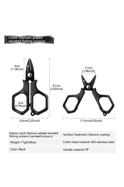 Choice مقص صيد متعدد الوظائف جديد مطلي بالتيتانيوم، أسود اللون، 01، طوله 8.7 ...