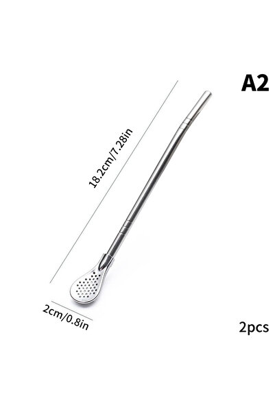 Choice A2 2Pieces Detachable Filter Straw Stainless Steel Straw Spoon Tea Fil...