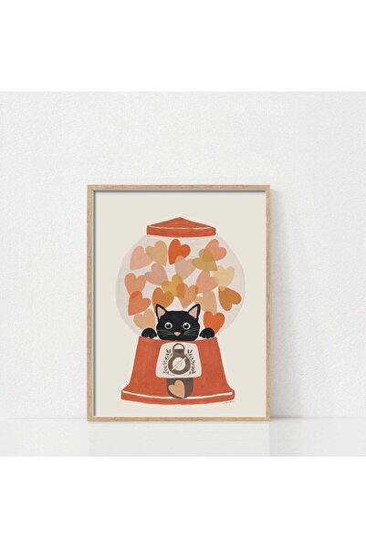 NinaStore Şeker Makinesindeki Kedi Sanatı / Siyah Kedi Baskısı / Çocuk Odası ...