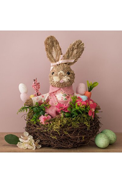 OEM Decoratiune de Paste cu Cuib Iepuras & Oua Ø24x30cm