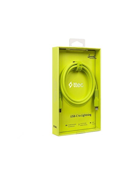 Ttec 2DK60NS USB-C- Lightning Hızlı Şarj Kablosu 120 cm Neon Sarı