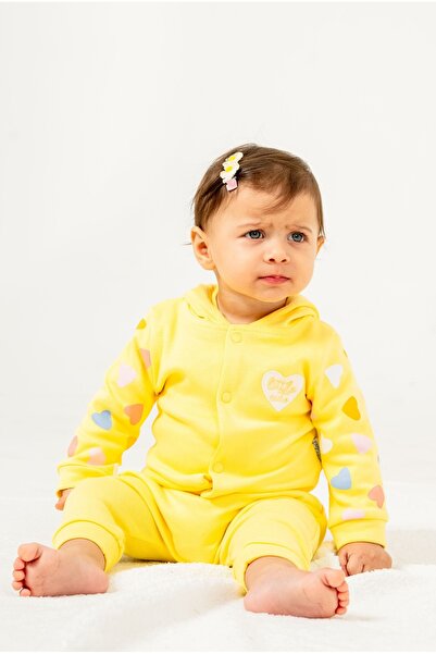 Chicsy Baby طقم بناتي مكون من 3 قطع: سترة بقلنسوة وبنطلون قطني بنقشة قلوب