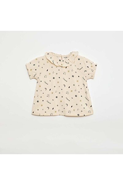 KIABI Printed Flared T-shirt BEIGE
