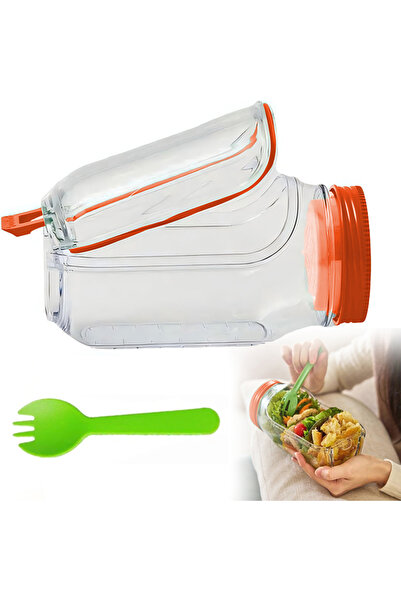 Choice1 B Mason Jar Salad Holder with Fork, Convenient Side Opening, Compartm...