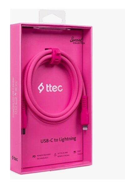 Ttec 2DK59NP USB-C - USB-C 120cm 60W PD/QC Hızlı Şarj/Data Kablosu Neon Pembe