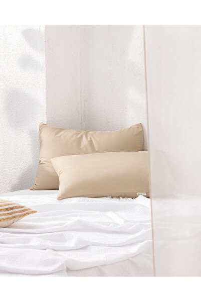 Madame Coco Manon 100% Cotton Ranforce Plain 2-Piece Pillowcase Set-Dark Beig...