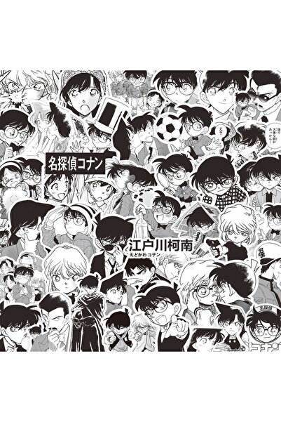 Choice 84 قطعة من ملصقات أنمي المحقق كونان باللونين الأبيض والأسود، ملصقات جر...