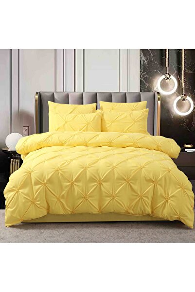 JOJO HOME Set lenjerie de pat premium cu pliuri brodate, pat dublu, 6 piese, ...