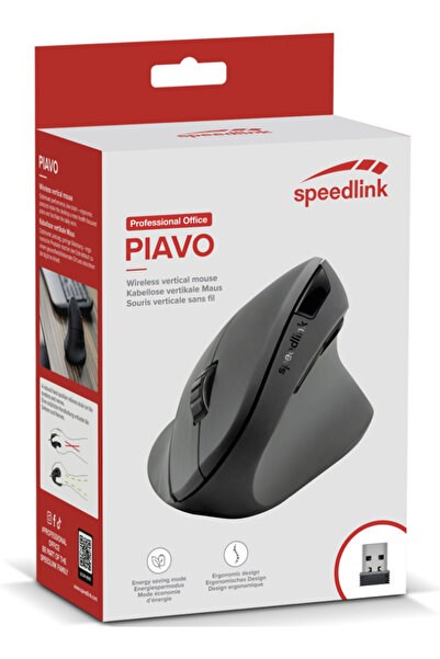 Speedlink Mouse Piavo Ergonomic Vertical Wireless Cauciucat Negru