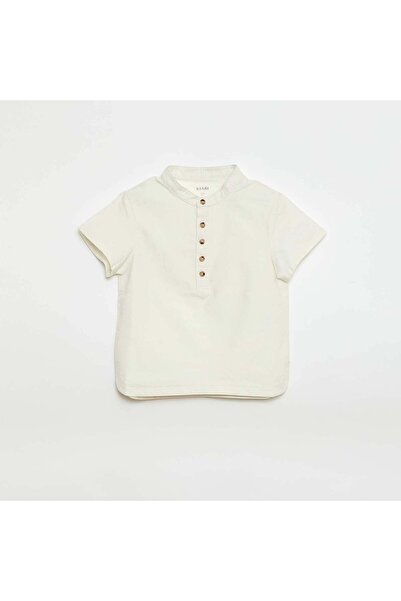 KIABI Oxford Mao Collar Shirt WHITE