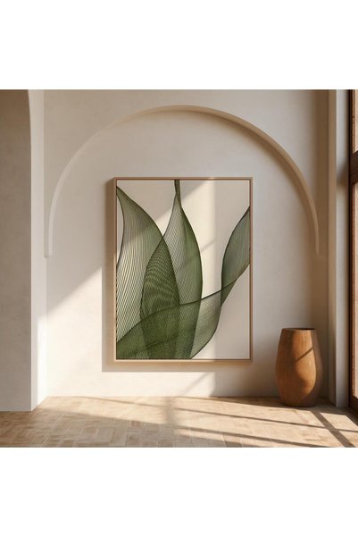 NinaStore Çerçeveli Kanvas: Minimalist Modern Yeşil Soyut Duvar Sanatı | Orga...