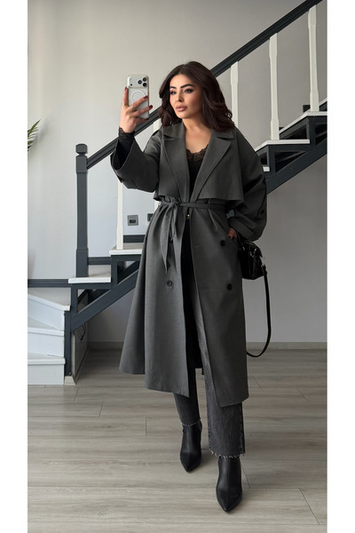 Oslove Anthracite premium oversize trench coat