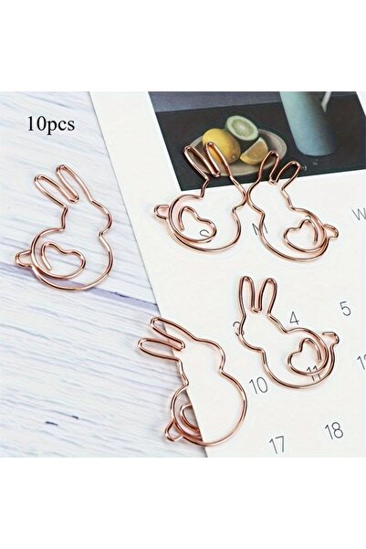 Choice Rose golden 10pcs Adorable Rabbit Heart-Shaped Paper Clip Bookmarks - ...