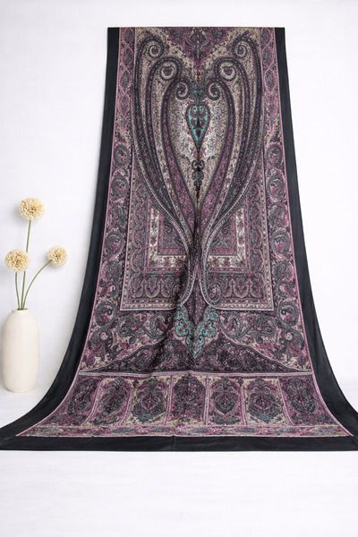 SHAWL SECRET شال قطني عرقي فاخر 2 - 52861 أسود بنفسجي