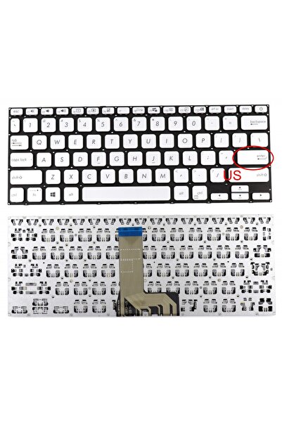 ASUS Сребърна клавиатура VivoBook 14 X409 с американска подредба без рамка, к...