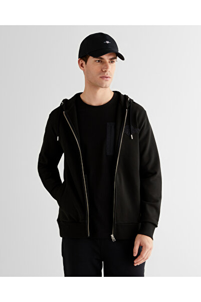 Gant Erkek Siyah Regular Fit Kapüşonlu Sweatshirt