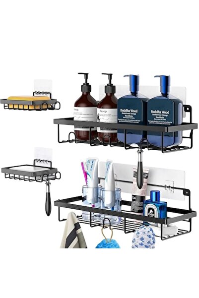 Vilde Wall Mounted Shelf, High Quality Metal Hangers, Black