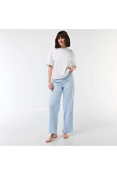 KIABI Poplin Pajama Pants BLUE