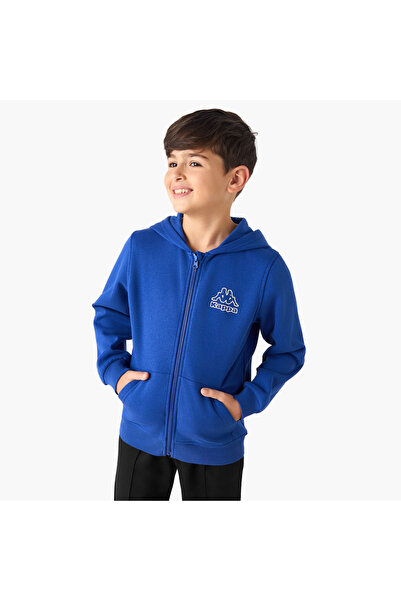 Kappa Solid Zip Through Hoodie with Long Sleeves and Kangaroo Pockets