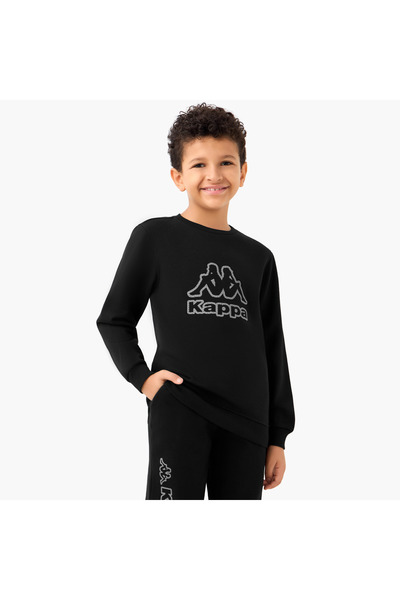 Kappa Logo Print Sweatshirt with Crew Neck and Long Sleeves