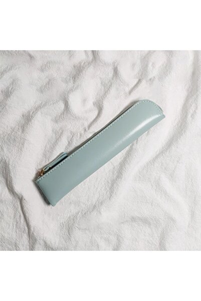 choice2 Blue Vintage PU Thin Pencil Case Zipper Practical Pencil Bags Soft St...