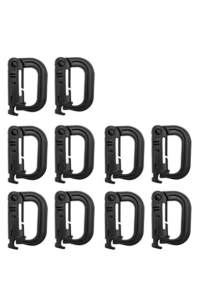 Choice6 BK-10pcs Tactical D Lking Ring Buckle Outdoor MOLLE Carabiner Plastic...