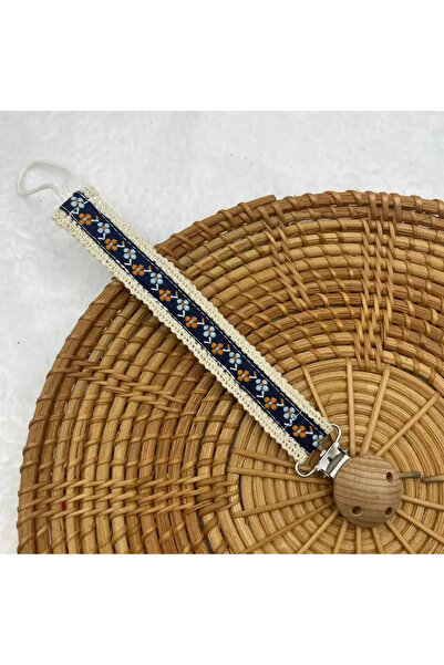Choice flower A-Dark Blue Wooden Baby Pacifier Chain Cute Flower Print Dummy ...