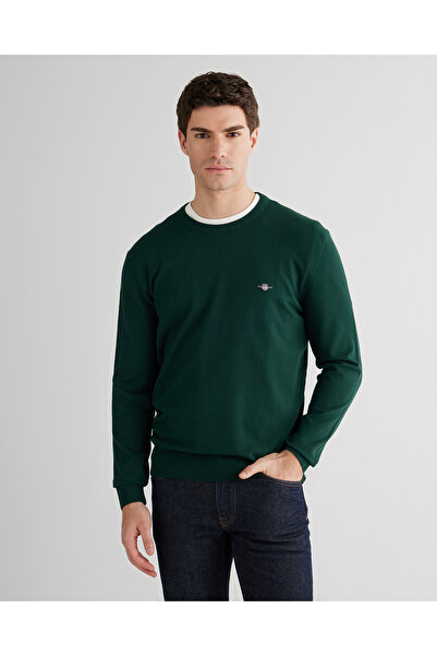 Gant Erkek Yeşil Standart Fit Bisiklet Yaka Triko