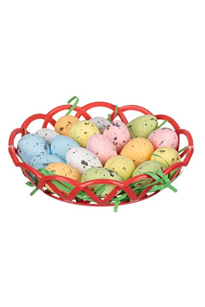 OEM Oua Decorative de Paste Colorate Pale cu Detalii Negre in Cosulet 3cm - 1...