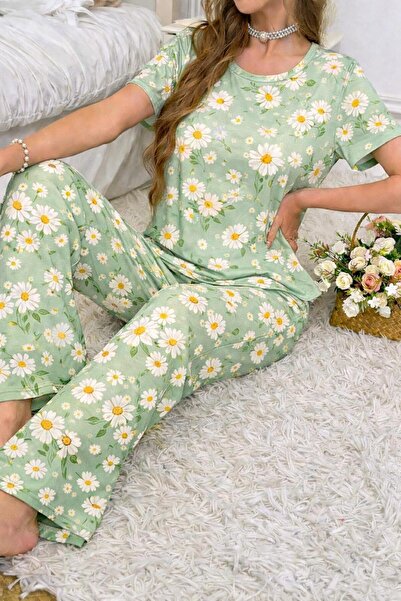 kuzey homewear Ment Papatya Kısa Kollu Pijama Takımı