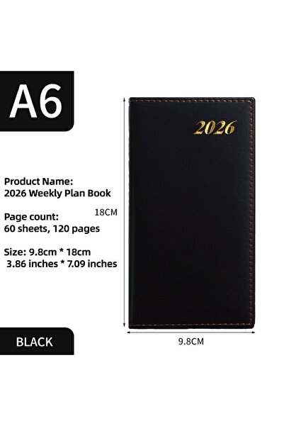 Choice3 Black Mini A6 2026 Agenda Book To Do List with Calendar Appointment N...