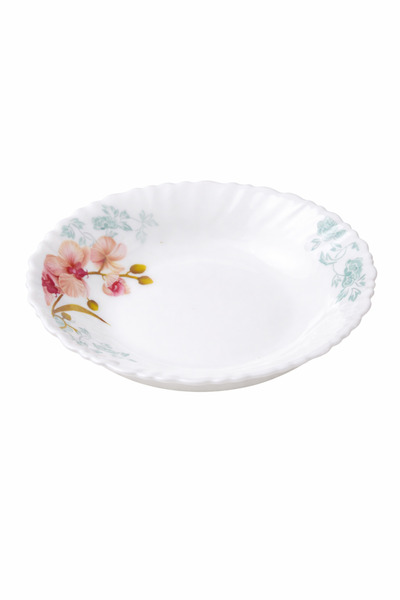 OEM Set of 6 Porcelain Deep Plates 21.5 cm, Orchid Floral Pattern, For Soup a...