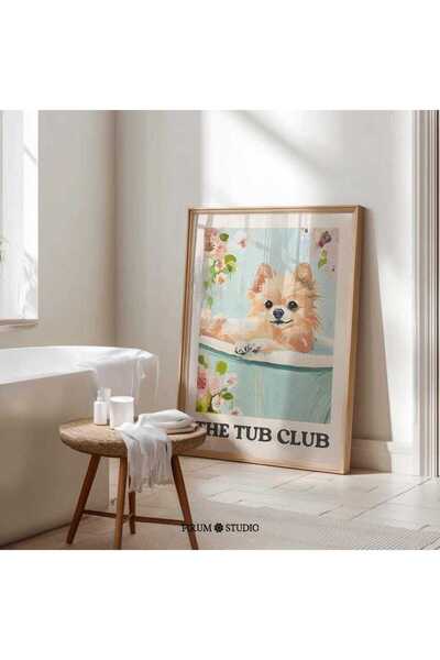 NinaStore Pomeranya Köpekli Banyo Duvar Sanatı Anında İndirilebilir - Sevimli...