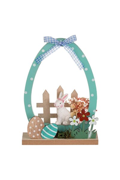 OEM Ξύλινη Πασχαλινή Διακόσμηση με Αυγά Διαφορετικών Χρωμάτων Φράχτης & Λαγου...