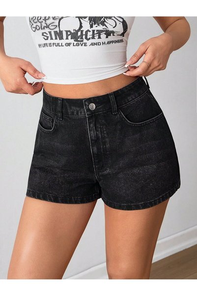 connemara High Waist Black Jean Shorts Women's Denim Shorts