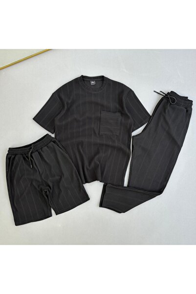 one2tex Raporlu Ottoman Fabric Pocket T-Shirt Trousers Bottom Short Shorts 3-...