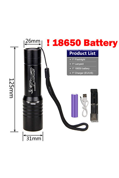 Choice1 18650 ZOOM black 18650 battery Zoomable Diving Flashlight IPX8 Waterp...