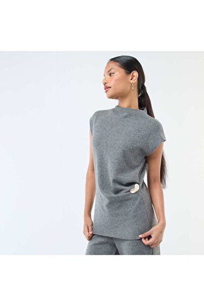 KIABI Sleeveless Sweater with High Neck GREY