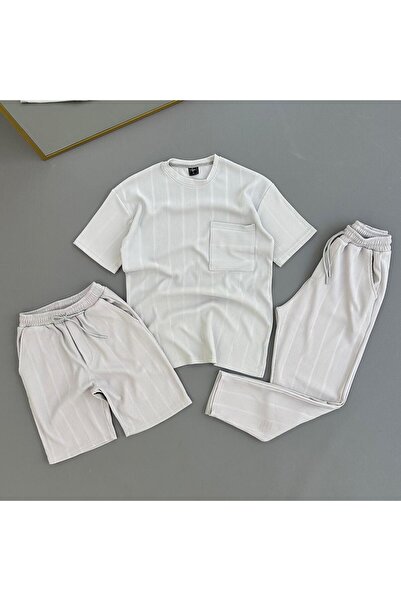 one2tex Raporlu Ottoman Fabric Pocket T-Shirt Trousers Bottom Short Shorts 3-...