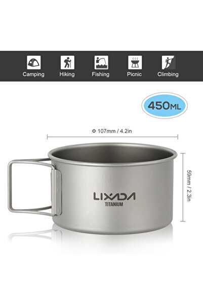 Choice 550ml Camping Titanium Bowl Lixada Titanium Bowl with Folding Handles ...