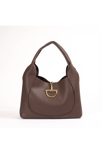 ABBRA Women's Lock Buckle Vegan Leather Large Bag Without Lining