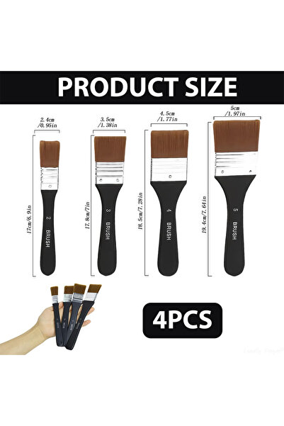 Choice 4 PCS Brush 1/4 Pcs Paint Brush, Flat Bright Paint Brushes Craft Basec...
