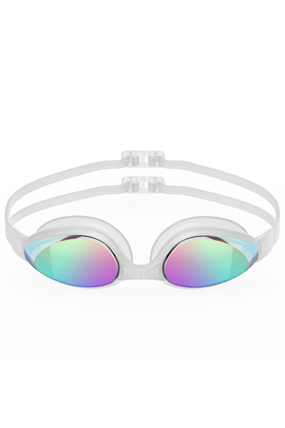 Choice8 نظارات سباحة بيضاء (ملونة) مضادة للضباب، نظارات سباحة احترافية، نظارا...