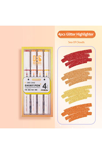 Choice1 Golden Shiny Pen Set 4pcs Glitter Highlighters, Flexible Line Width &...