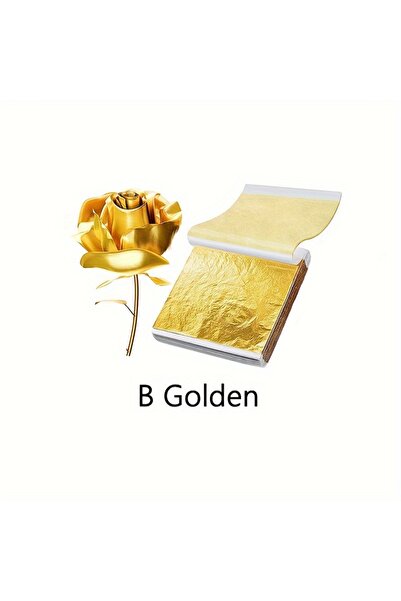 Choice 100pcs B Golden 100pcs Imitation Golden Silvery Foil Paper Leaf Sheet ...