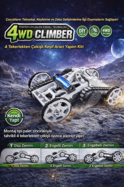 Fidan oyuncak 4WD Climber DIY Oyuncak Robot Yapım Kiti – Paletli Keşif Aracı,...