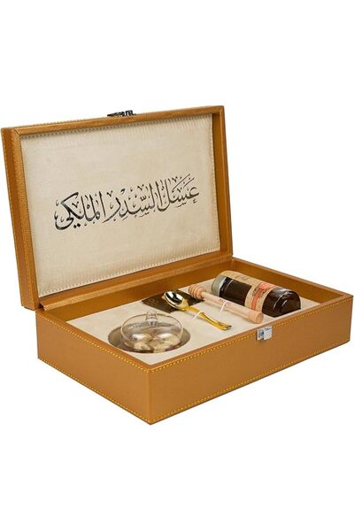 Al Malaky Royal علبة عسل فاخرة من جلد الذهبي، تحتوي على 140 غرام من عسل السدر...