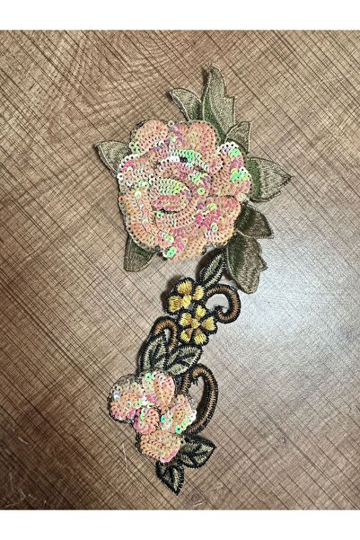 Gönülden Tasarım Aplicație de cusut cu flori brodate cu paiete 22x11 cm