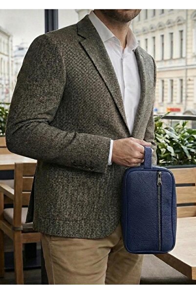 Duke Nickle Men's Navy Blue Handbag Zippered Men's Bag